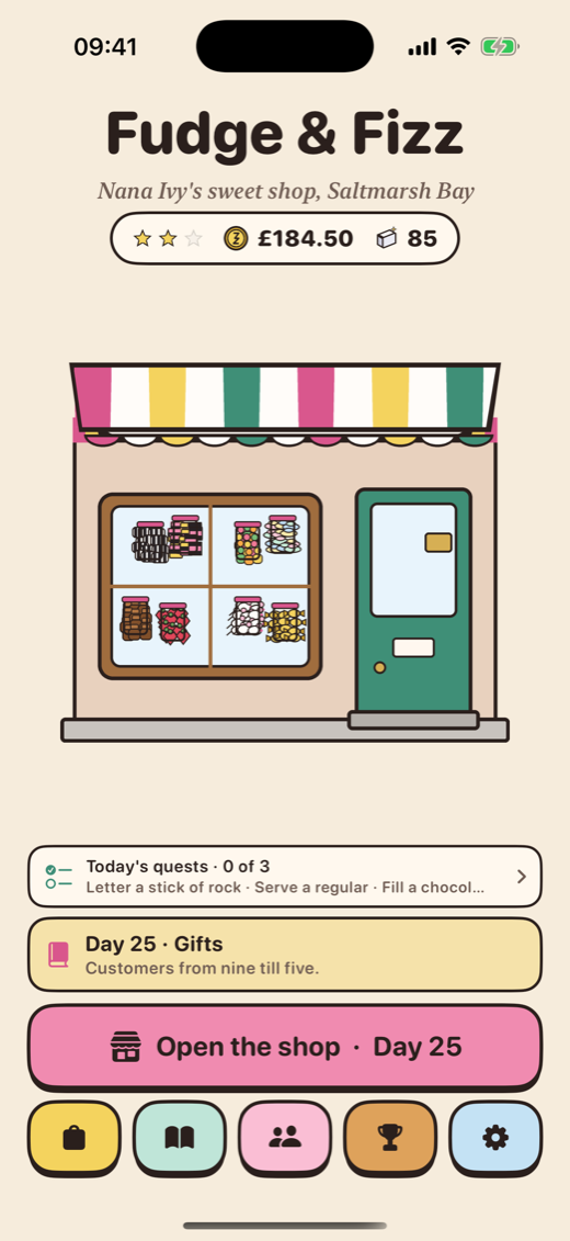 Fudge & Fizz on an iPhone