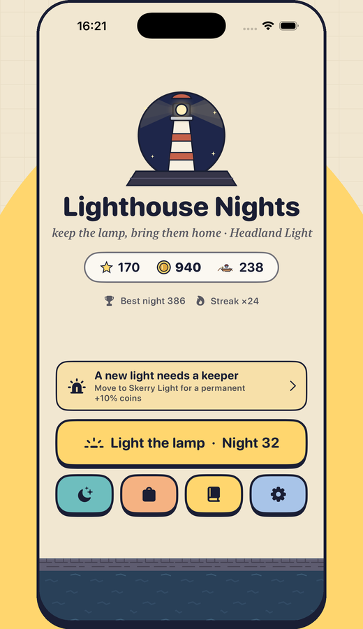Lighthouse Nights title screen
