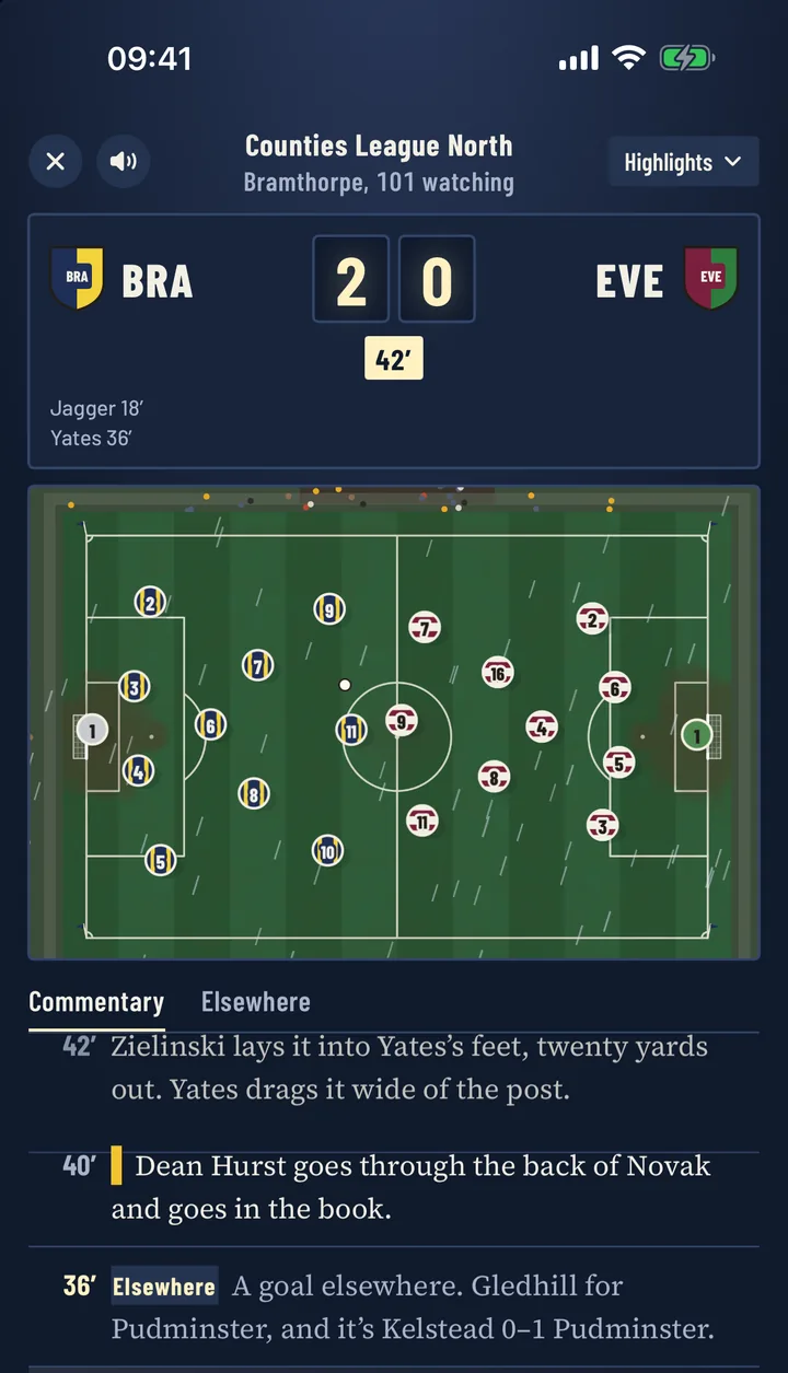 A league match played live on a muddy top-down pitch